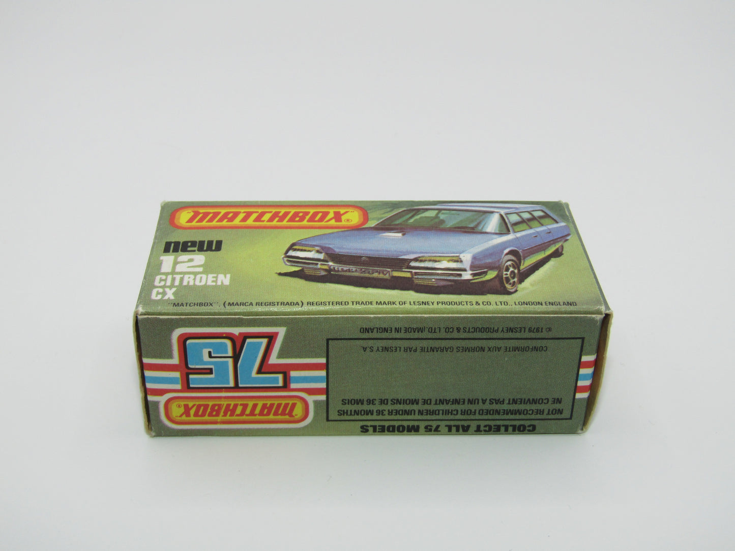 Matchbox Superfast No 12D Citroen CX Medium Metallic Blue, IVORY Interior, Silver Base