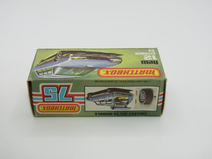 Matchbox Superfast No 12D Citroen CX Medium Metallic Blue, UNPAINTED BASE, Light Yellow Interior