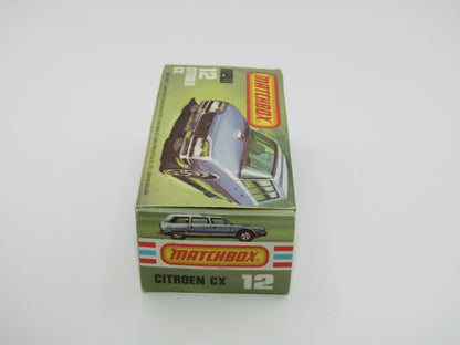 Matchbox Superfast No 12D Citroen CX Medium Metallic Blue, UNPAINTED BASE, Light Yellow Interior