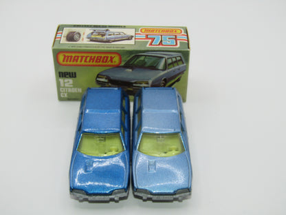 Matchbox Superfast No 12D Citroen CX DARK METALLIC BLUE, Silver Base
