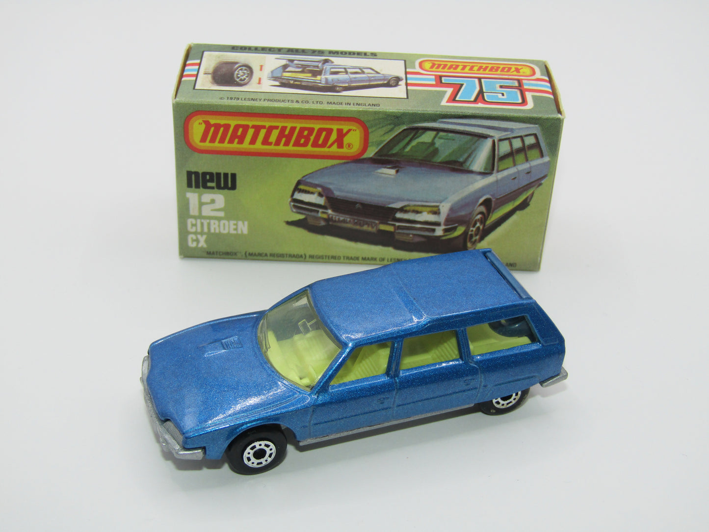 Matchbox Superfast No 12D Citroen CX DARK METALLIC BLUE, Silver Base