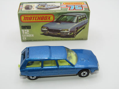 Matchbox Superfast No 12D Citroen CX DARK METALLIC BLUE, Silver Base