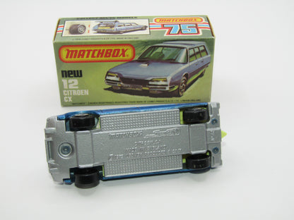 Matchbox Superfast No 12D Citroen CX DARK METALLIC BLUE, Silver Base
