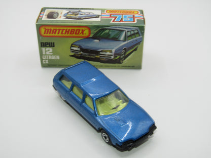 Matchbox Superfast No 12D Citroen CX DARK METALLIC BLUE,  BLACK Base