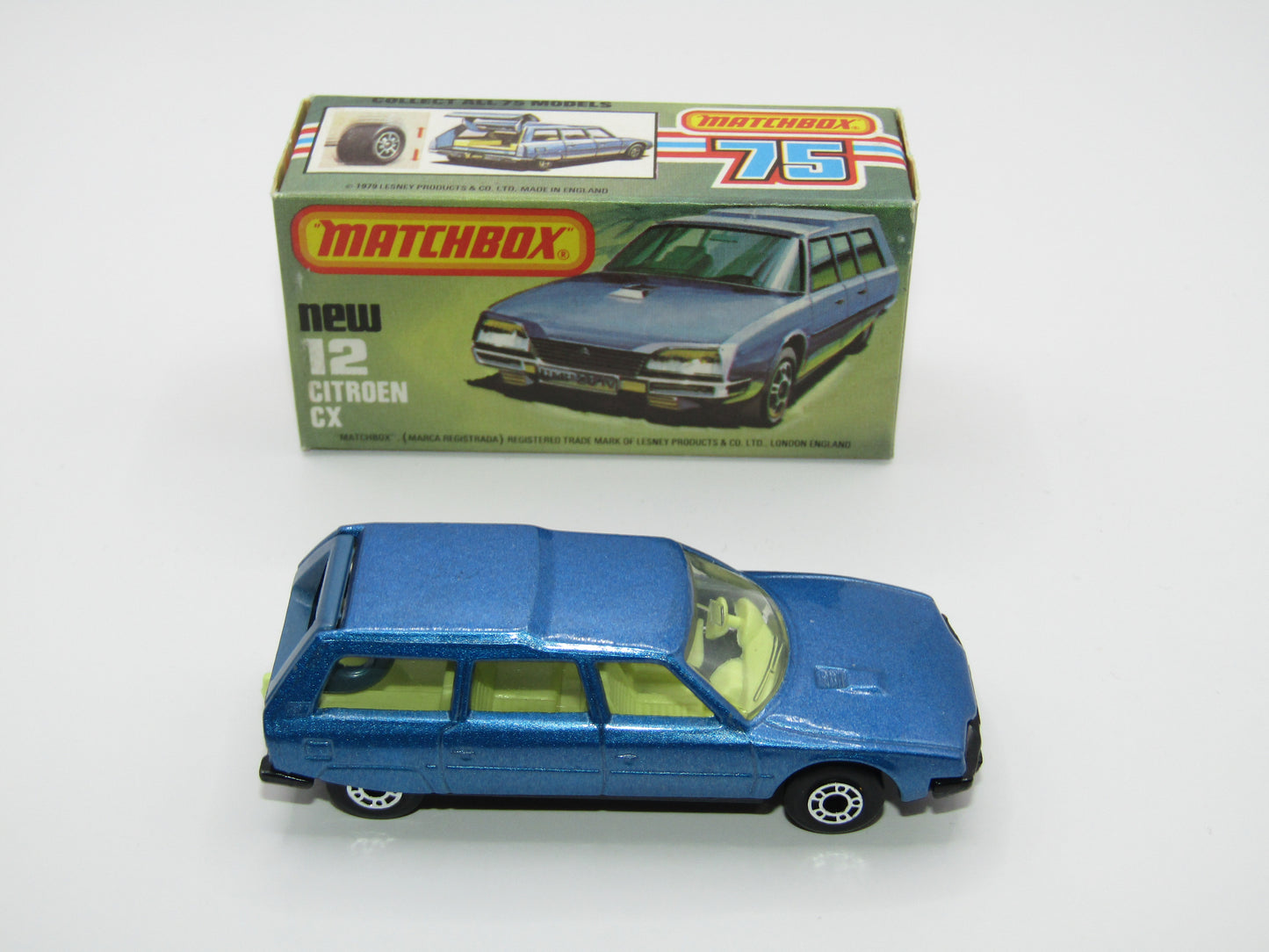 Matchbox Superfast No 12D Citroen CX DARK METALLIC BLUE,  BLACK Base