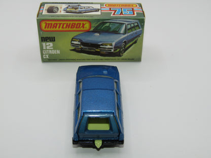 Matchbox Superfast No 12D Citroen CX DARK METALLIC BLUE,  BLACK Base