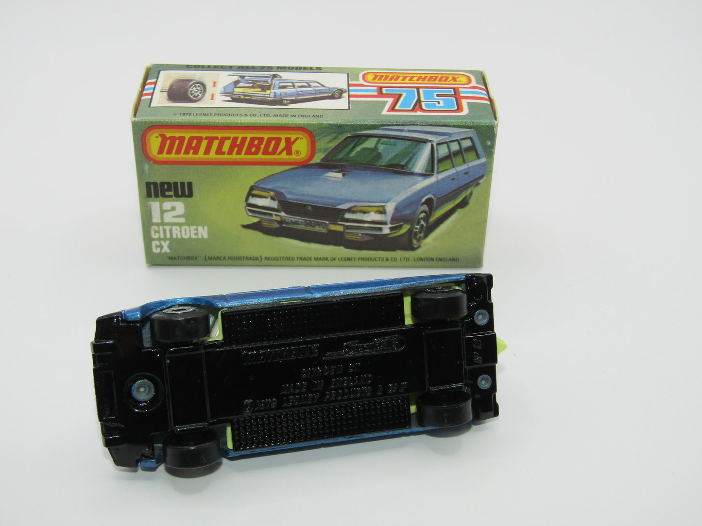 Matchbox Superfast No 12D Citroen CX DARK METALLIC BLUE,  BLACK Base