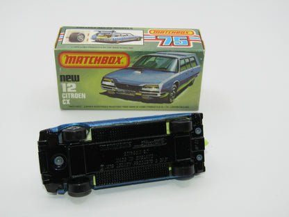 Matchbox Superfast No 12D Citroen CX DARK METALLIC BLUE,  BLACK Base