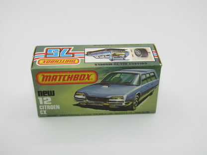 Matchbox Superfast No 12D Citroen CX DARK METALLIC BLUE,  BLACK Base