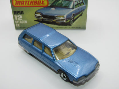 Matchbox Superfast No 12D Citroen CX Light Metallic Blue, TAN Interior, Silver Base