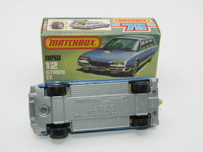 Matchbox Superfast No 12D Citroen CX Light Metallic Blue, TAN Interior, Silver Base