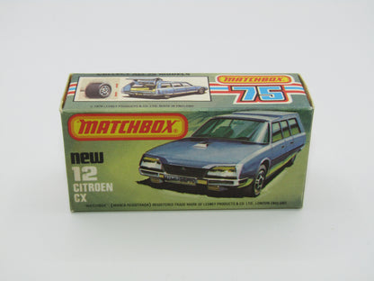 Matchbox Superfast No 12D Citroen CX Light Metallic Blue, TAN Interior, Silver Base