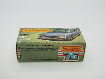 Matchbox Superfast No 12D Citroen CX Light Metallic Blue, TAN Interior, Silver Base