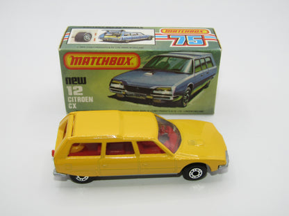 Matchbox Superfast No 12D Citroen CX Yellow, Red Interior, SILVER BASE
