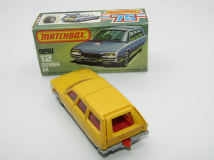 Matchbox Superfast No 12D Citroen CX Yellow, Red Interior, SILVER BASE