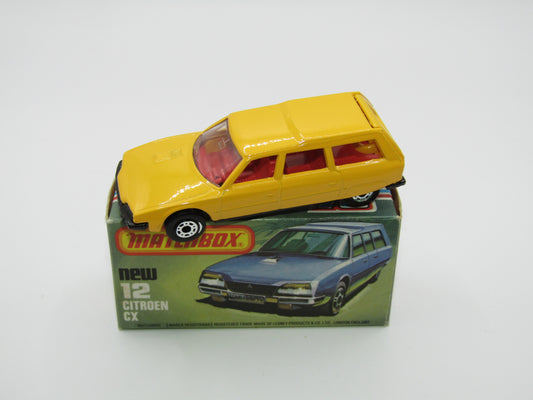 Matchbox Superfast No 12D Citroen CX Yellow, Red Interior, CLEAR Windows, Gloss Black Base