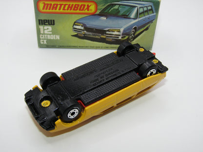 Matchbox Superfast No 12D Citroen CX Yellow, Red Interior, CLEAR Windows, Gloss Black Base