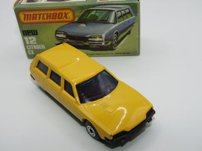 Matchbox Superfast No 12D Citroen CX Yellow, Red Interior, BLUE Windows, Gloss Black Base