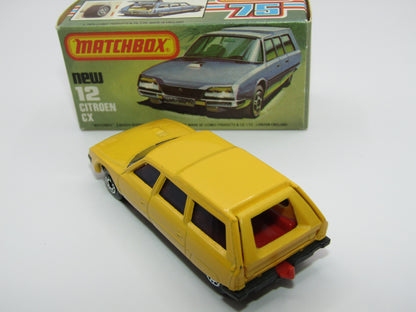 Matchbox Superfast No 12D Citroen CX Yellow, Red Interior, BLUE Windows, Gloss Black Base