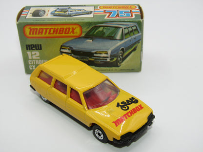Matchbox Superfast No 12D Citroen CX Yellow, Black & Red Tampo, CLEAR Windows, Gloss Black Base