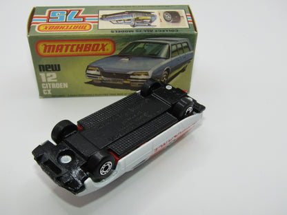 Matchbox Superfast No 12D Citroen CX Ambulance, Blue Windows BLACK Base