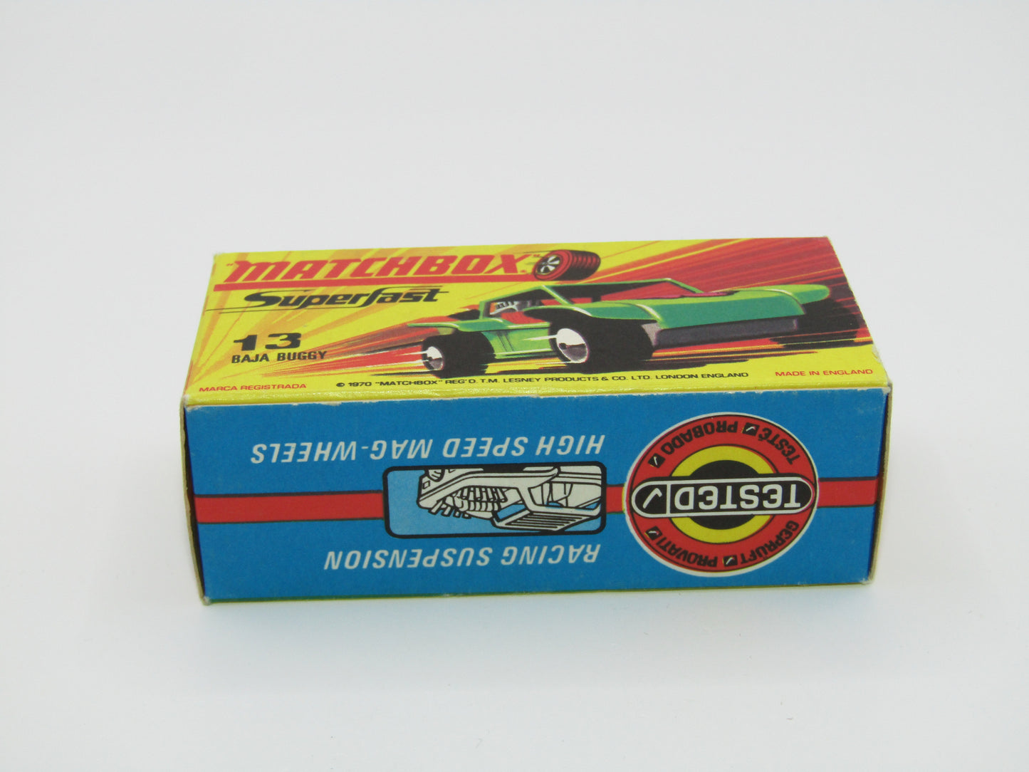 Matchbox Superfast No 13B Baja Buggy DARK METALLIC Green, Red Flower Label Red Engine Pipes