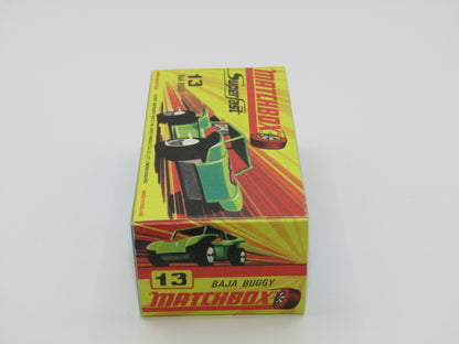 Matchbox Superfast No 13B Baja Buggy SUN LABEL RED Engine Pipes, Orange Interior