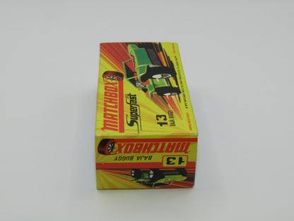 Matchbox Superfast No 13B Baja Buggy Light Metallic Green, Red Interior, Red Engine Pipes