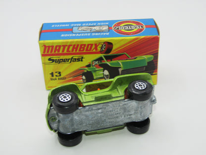 Matchbox Superfast No 13B Baja Buggy Light Metallic Green, Orange Interior, POLICE Shield Label