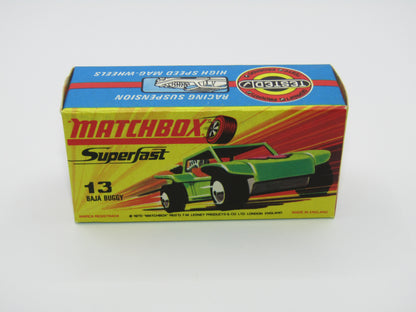 Matchbox Superfast No 13B Baja Buggy Light Metallic Green, Orange Interior, POLICE Shield Label