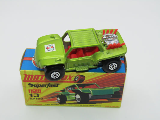 Matchbox Superfast No 13B Baja Buggy Light Metallic Green, RED Interior, POLICE Shield Label