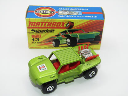 Matchbox Superfast No 13B Baja Buggy Light Metallic Green, RED Interior, POLICE Shield Label
