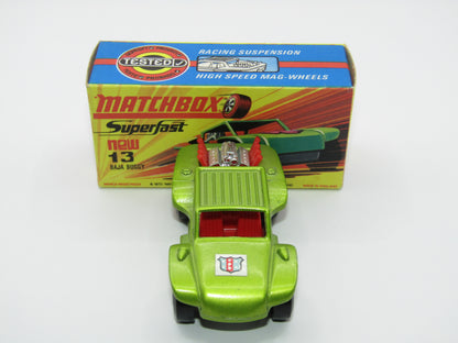 Matchbox Superfast No 13B Baja Buggy Light Metallic Green, RED Interior, POLICE Shield Label