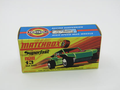 Matchbox Superfast No 13B Baja Buggy Light Metallic Green, RED Interior, POLICE Shield Label