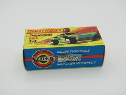 Matchbox Superfast No 13B Baja Buggy Light Metallic Green, RED Interior, POLICE Shield Label
