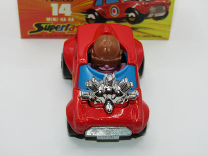 Matchbox Superfast No 14B Mini Ha-Ha PURPLE Driver Light Brown Helmet Not Recommended Box