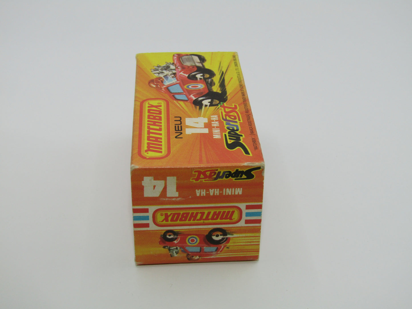 Matchbox Superfast No 14B Mini Ha-Ha LIGHT PINK Driver, Light Brown Helmet, 4 Colour Labels