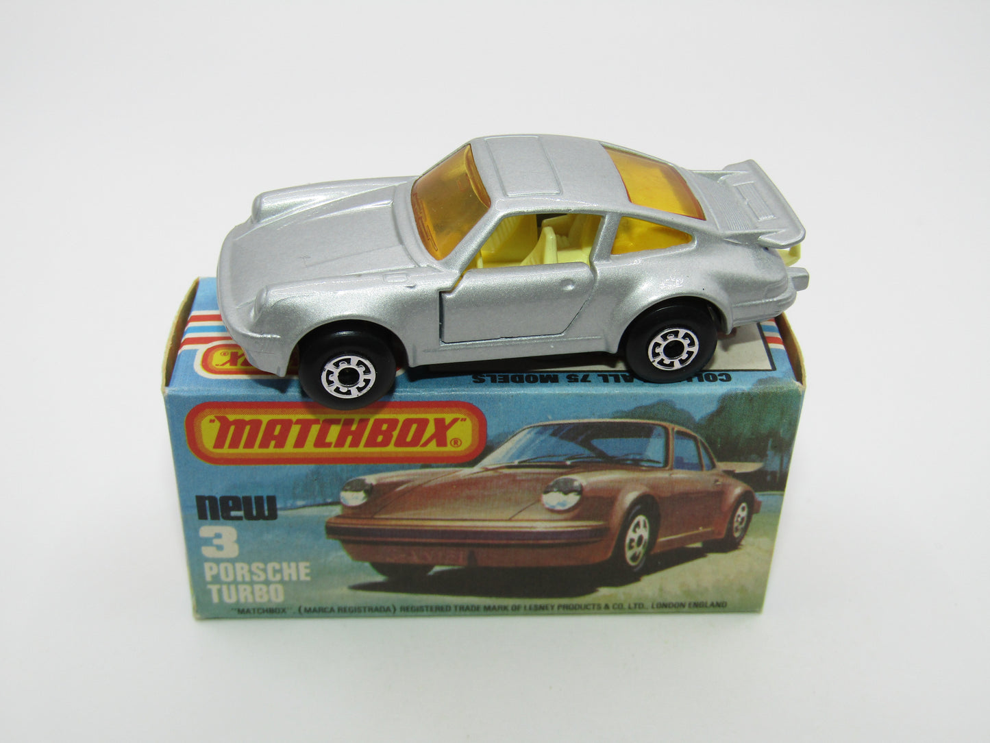 Matchbox Superfast 3C Porsche Turbo AMBER Windows YELLOW Interior