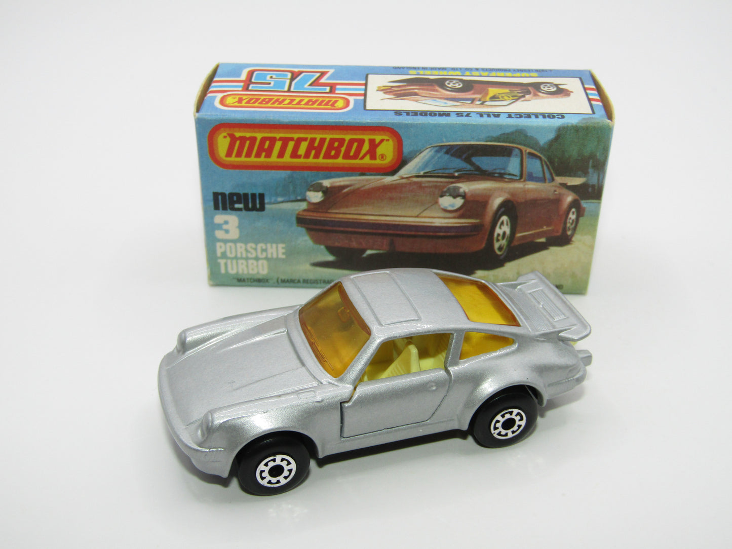 Matchbox Superfast 3C Porsche Turbo AMBER Windows YELLOW Interior