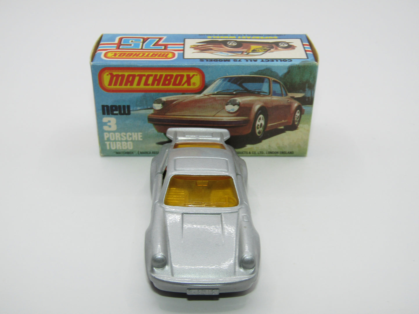 Matchbox Superfast 3C Porsche Turbo AMBER Windows YELLOW Interior