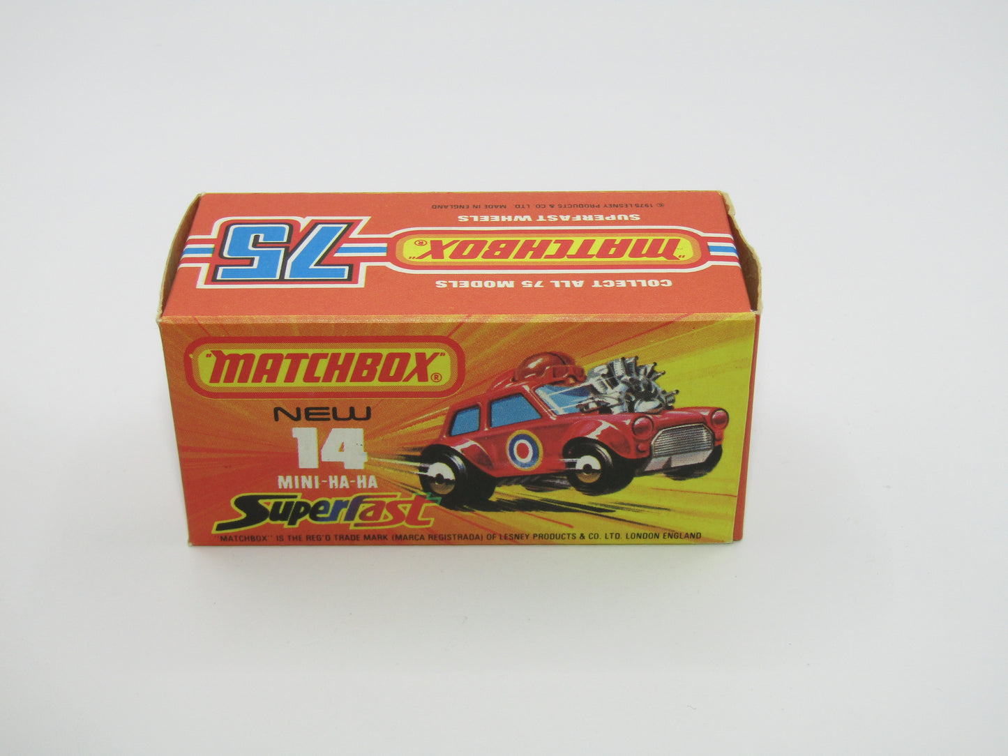Matchbox Superfast No 14B Mini Ha-Ha Flesh Coloured Driver, Light Brown Helmet, 2 Colour Labels , Blue Windows