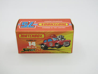 Matchbox Superfast No 14B Mini Ha-Ha Flesh Coloured Driver, Light Brown Helmet, 2 Colour Labels , Blue Windows