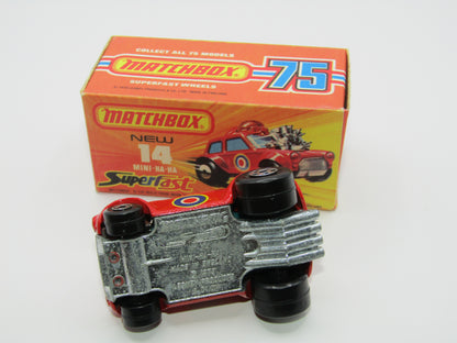Matchbox Superfast No 14B Mini Ha-Ha Flesh Coloured Driver, Light Brown Helmet, 4 Colour Label, GREEN Windows