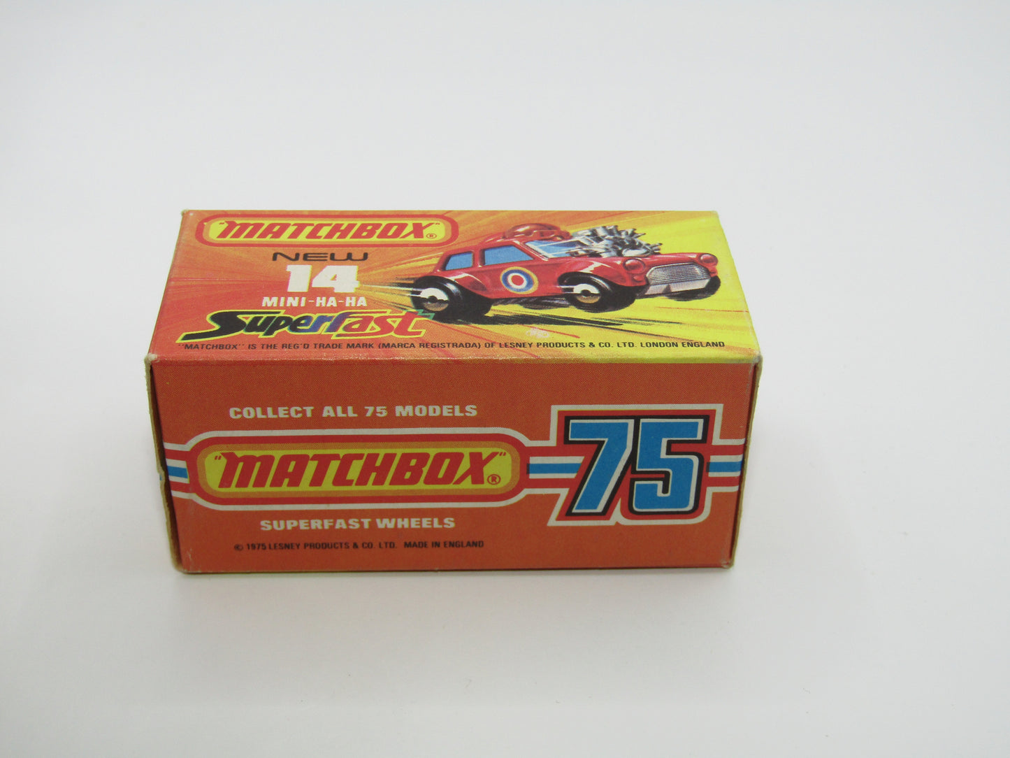 Matchbox Superfast No 14B Mini Ha-Ha Flesh Coloured Driver, Light Brown Helmet, 4 Colour Label, GREEN Windows