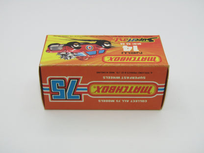 Matchbox Superfast No 14B Mini Ha-Ha DARK BLUE Windows, PURPLE Driver Light Brown Helmet