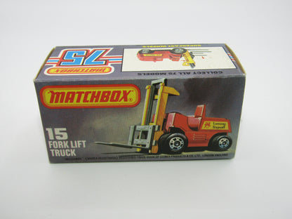 Matchbox Superfast 15B Fork Lift Truck 5 CROWN Front Wheels Charcoal Base