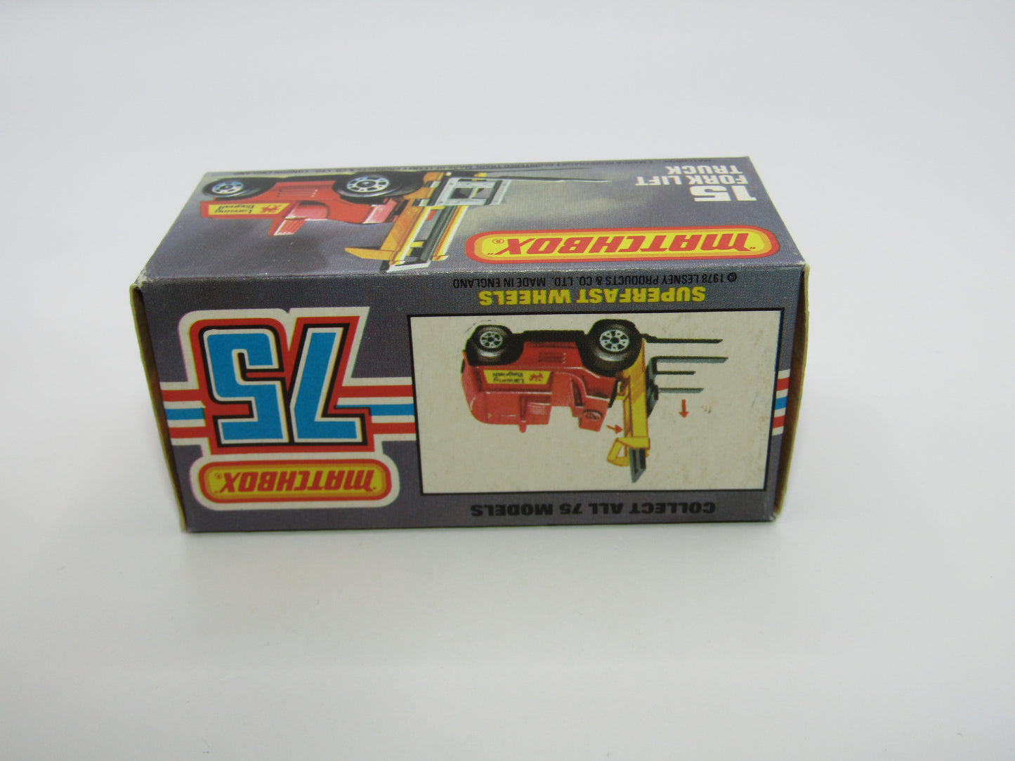 Matchbox Superfast 15B Fork Lift Truck 5 CROWN Front Wheels Charcoal Base