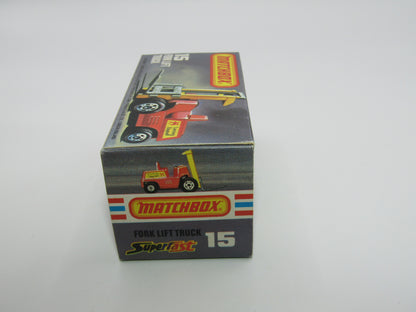 Matchbox Superfast 15B Fork Lift Truck 5 CROWN Front Wheels Charcoal Base