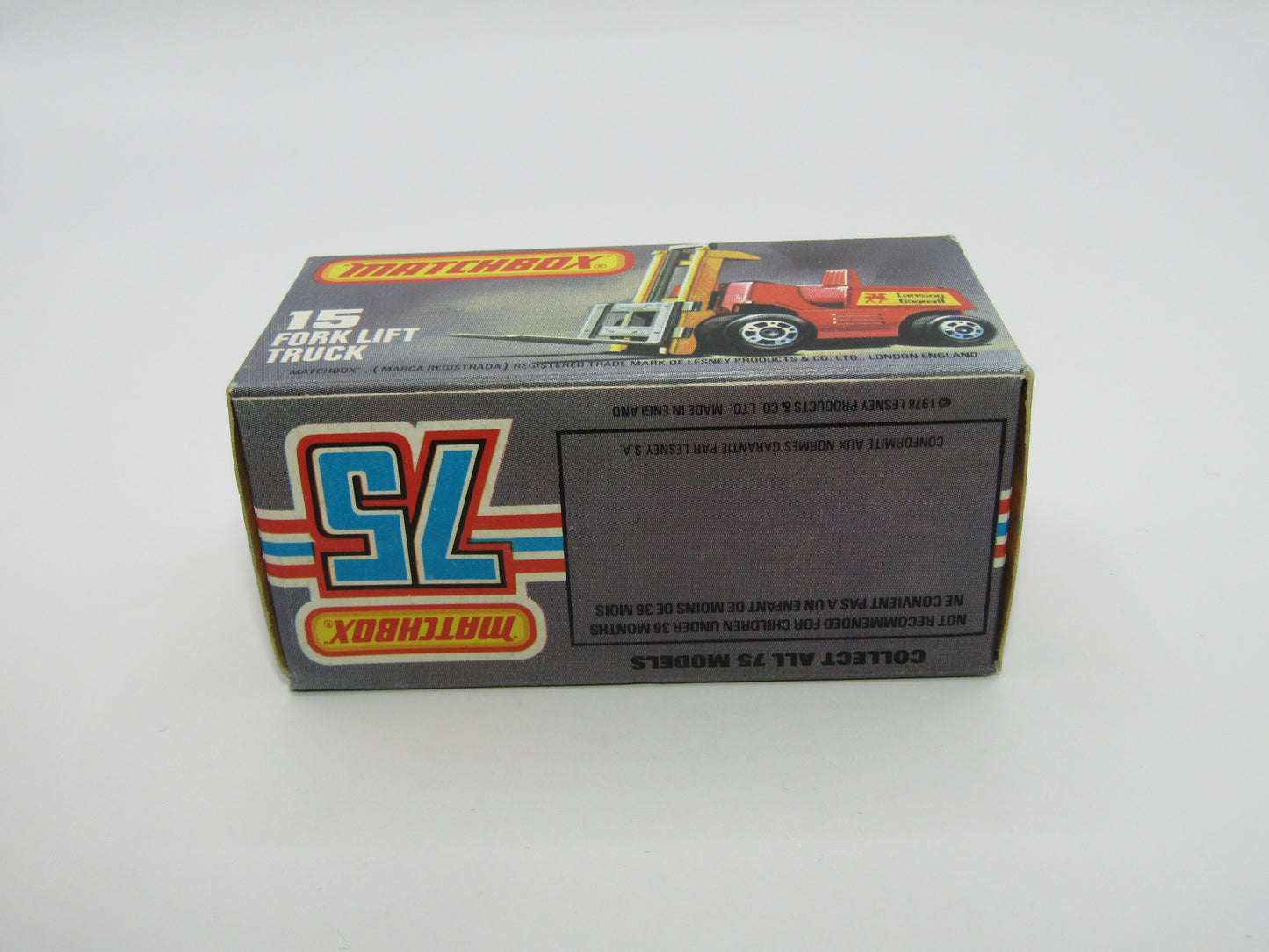 Matchbox Superfast 15B Fork Lift Truck 5 CROWN Front Wheels Charcoal Base