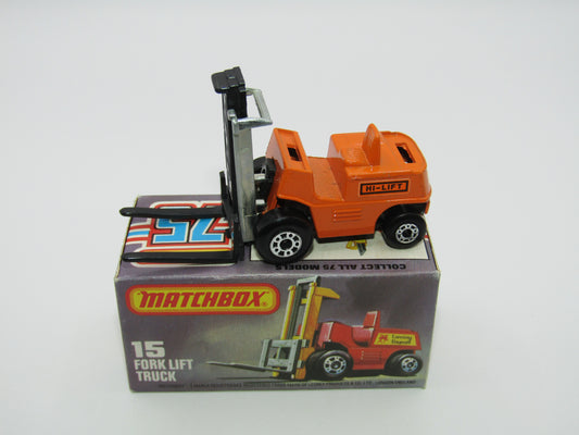 Matchbox Superfast 15B Fork Lift Truck Orange LONG BLACK Forks